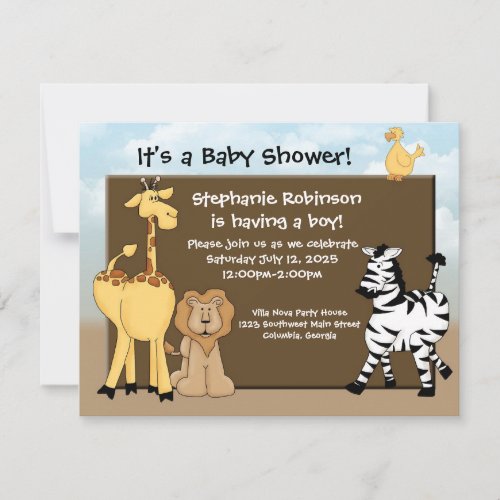 Custom Baby Shower Invite, Jungle Animals