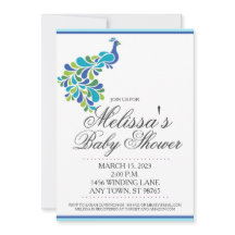 Custom Baby Shower Invite, Peacock Invitation