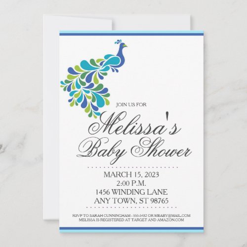 Custom Baby Shower Invite Peacock Invitation