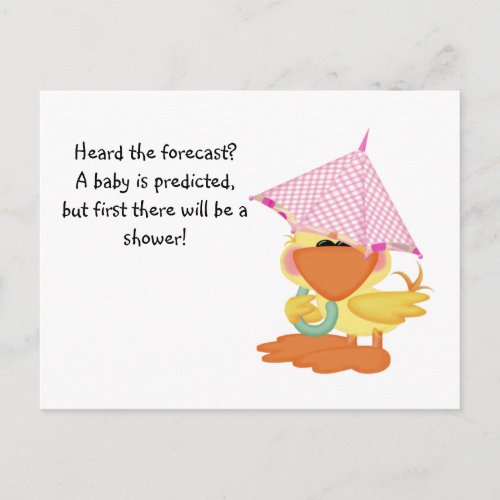 Custom Baby Shower Invite_Pink Duck in Rain Invitation Postcard