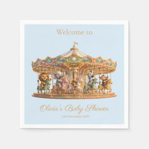 Custom Baby Shower Jungle Merry Go Round Napkins
