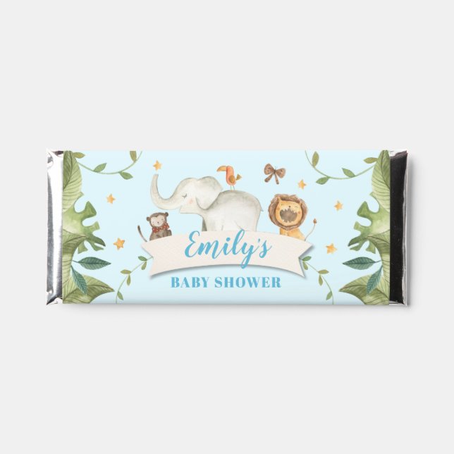 Custom Baby Shower Jungle Safari Chocolate  Hershey Bar Favors (Front)