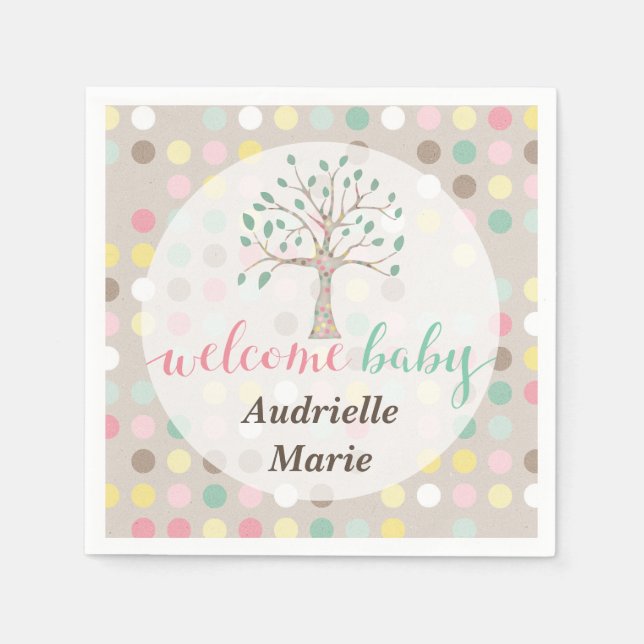 Custom Baby Shower Love Grows In Our Family Tree Napkins (Front)