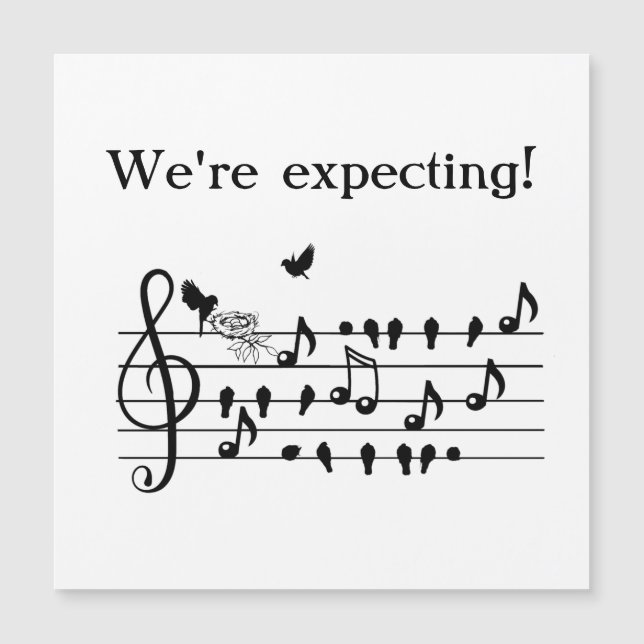 Custom Baby Shower Music Bird Notes Keepsake (Front)