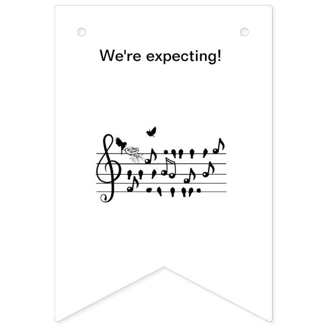 Custom Baby Shower Music Bird Notes Keepsake Bunting Flags (First Flag)
