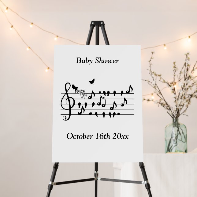 Custom Baby Shower Music Bird Notes Keepsake Foam Board (In Situ (Stand))
