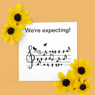 Custom Baby Shower Music Bird Notes Keepsake Invitation