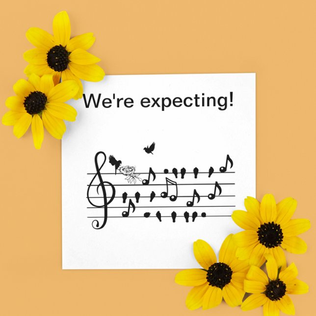 Custom Baby Shower Music Bird Notes Keepsake Invitation (Creator Uploaded)