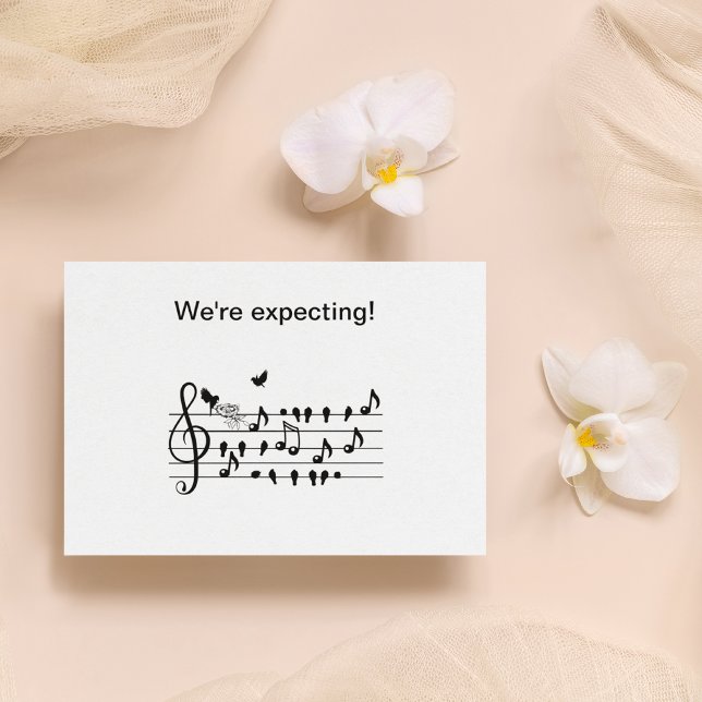 Custom Baby Shower Music Bird Notes Keepsake Invitation (Creator Uploaded)