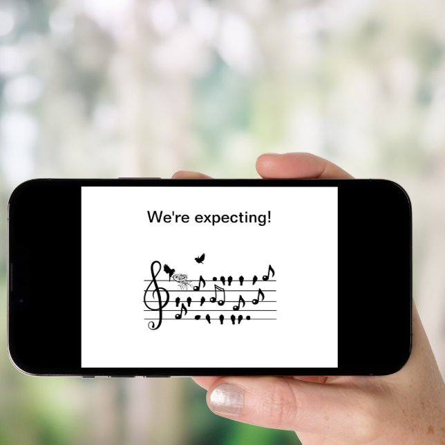 Custom Baby Shower Music Bird Notes Keepsake Invitation (Front Digital)