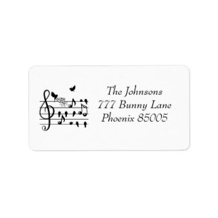 Custom Baby Shower Music Bird Notes Keepsake Label