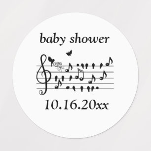 Custom Baby Shower Music Bird Notes Keepsake Labels