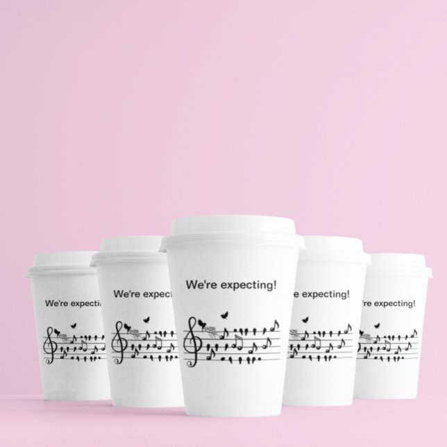 Custom Baby Shower Music Bird Notes Keepsake Paper Cups (Creator Uploaded)