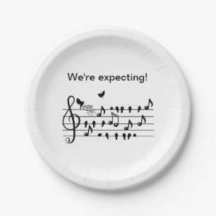 Custom Baby Shower Music Bird Notes Keepsake Paper Plates