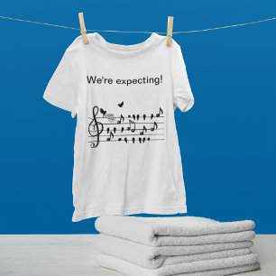 Custom Baby Shower Music Bird Notes Keepsake T-Shirt