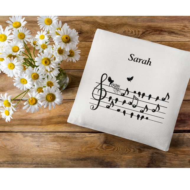 Custom Baby Shower Music Bird Notes Keepsake Throw Pillow (Creator Uploaded)