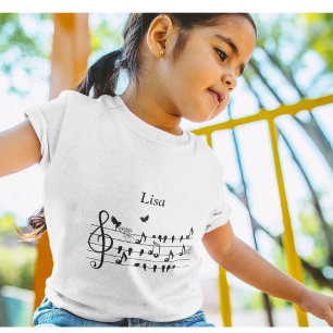 Custom Baby Shower Music Bird Notes Keepsake Toddler T-shirt