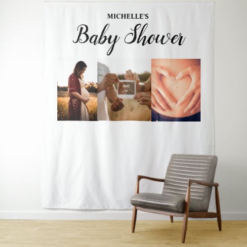 Custom Baby shower name multiple photo mom to be Tapestry