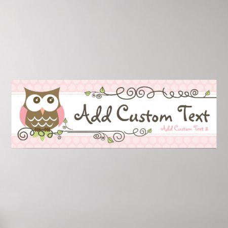 Custom Baby Shower Owl Banner Poster