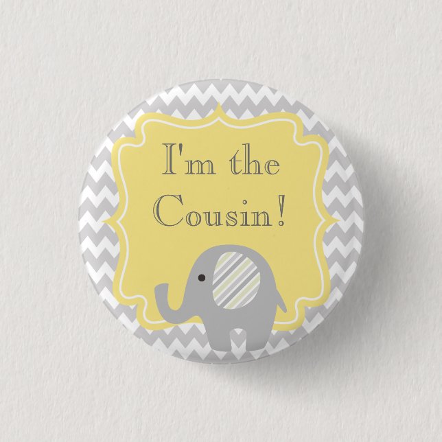 Custom Baby Shower Party I'm the Cousin Button (Front)