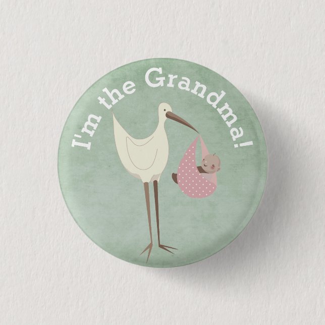 Custom Baby Shower Party I'm the Grandma Button (Front)