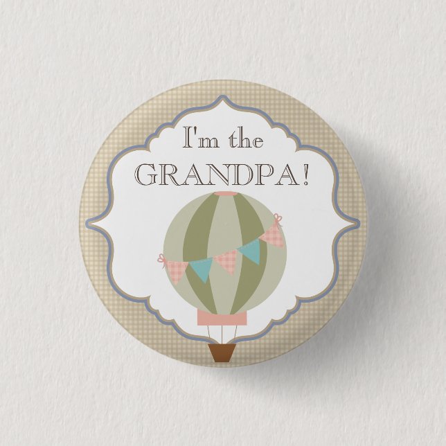 Custom Baby Shower Party I'm the Grandpa Button (Front)