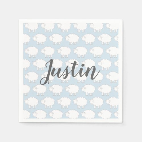 Custom baby shower party napkins with cute sheep