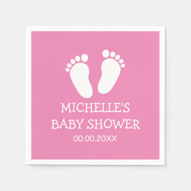 Custom Baby Shower party napkins with footprints | Zazzle