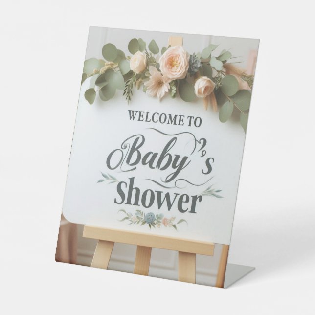 Custom Baby Shower Pedestal Sign  8" x 10" Display (Front)