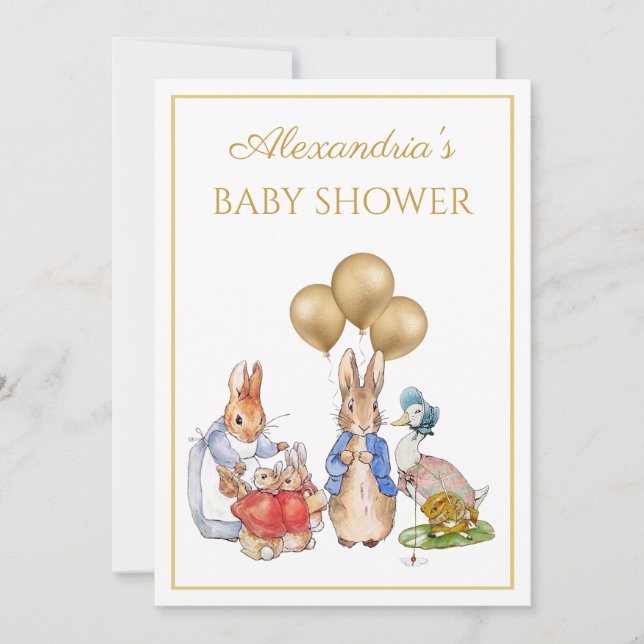 Custom Baby Shower Peter and Josephine bunny Invitation (Front)
