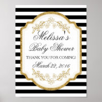 Custom Baby Shower Sign, Black Gold,Welcome Poster