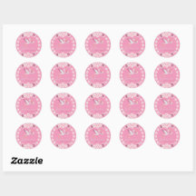 Custom Baby Shower Sticker – Pink Floral Stork Bab