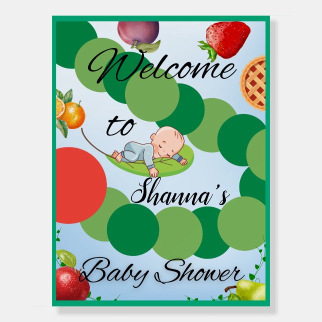 Custom Baby Shower Welcome Board - Caterpillar  (Front)