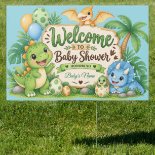 Custom Baby Shower Welcome Sign Dinosaur Party