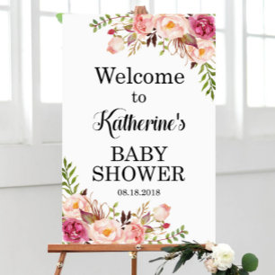 Custom Baby Shower Welcome Sign Pink Floral