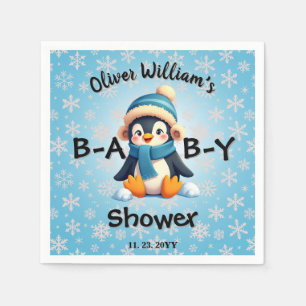 Custom Baby Shower with Adorable Penguin Design Napkins
