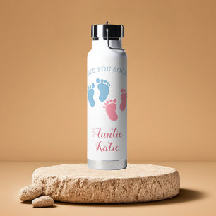 Custom Baby Twins Footprint Water Bottle