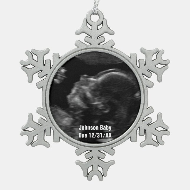 Custom Baby Ultrasound Photo Christmas Ornament (Front)