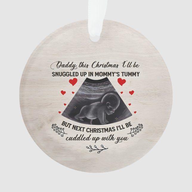 Custom Baby Ultrasound Photo Ornament, Ultrasound  Ornament (Front)