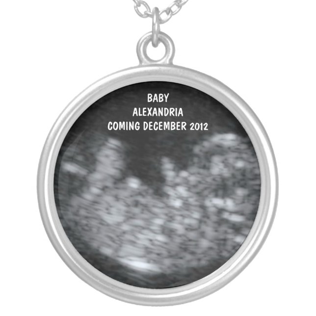 Custom Baby Ultrasound Photo Silver Plated Necklace (Front)