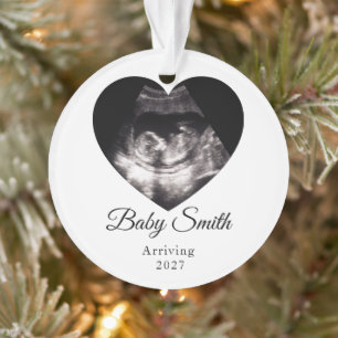 Custom Baby Ultrasound Pregnancy Announcment Photo Ornament