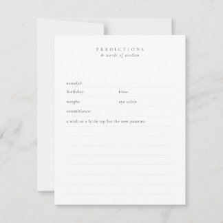 Custom Baby Wishes & Predictions Minimal Keepsake Note Card