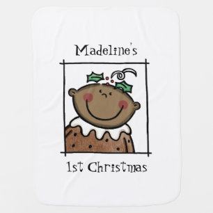 Custom Baby's 1st Christmas Dark Skin Baby Blanket