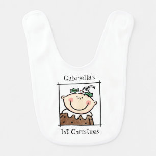 Custom Baby's 1st Christmas Light Skin Baby Bib
