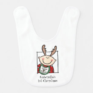 Custom Baby's 1st Christmas Light Skin Baby Bib