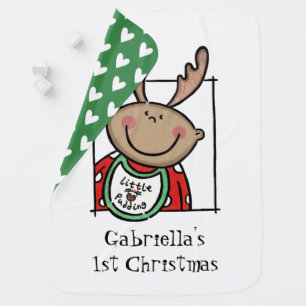 Custom Baby's 1st Christmas Medium Skin Baby Blanket