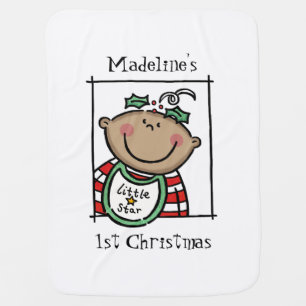 Custom Baby's 1st Christmas Medium Skin Baby Blanket
