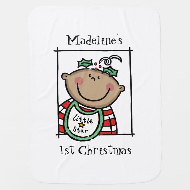 Custom Baby's 1st Christmas Medium Skin Baby Blanket (Front)