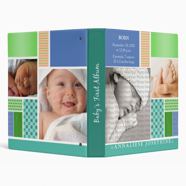 Custom Baby's First Album :: Blue Patchwork Binder (Background)