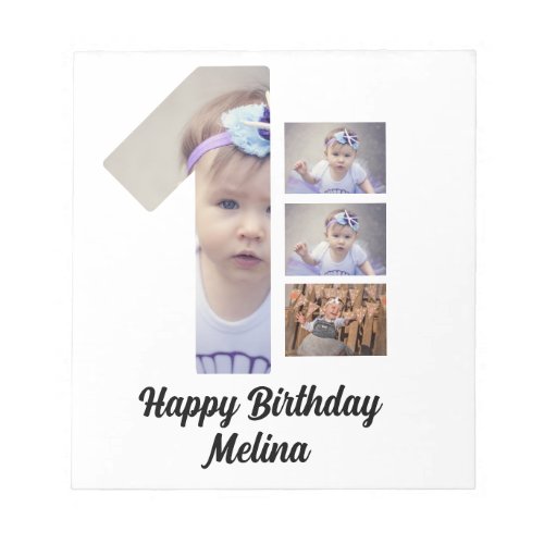 Custom Babys first birthday 4 Photo collage  Notepad